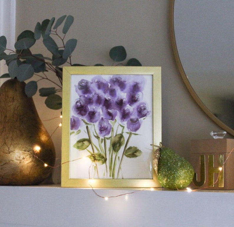 Original Art Hand Painted Custom Floral Watercolor Painting Flower Illustration
