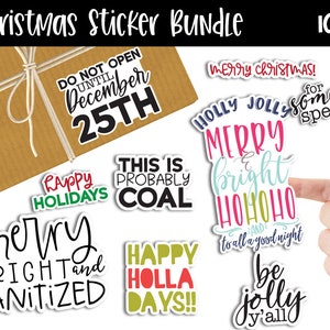 Christmas PNG Sticker Bundle | Christmas Packaging Stickers to Print & Cut with Cricut or Silhouette