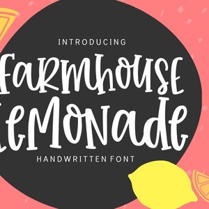 Farmhouse Lemonade Font Cute Handwriting Font Goodnotes Font Digital Planner Hand lettered Font image 1