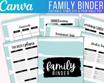 Family Household Binder Canva Template & Printable PDF Bundle