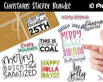 Christmas PNG Sticker Bundle | Christmas Packaging Stickers to Print & Cut with Cricut or Silhouette