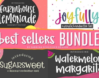 Handwritten Font Bundle | Farmhouse Lemonade Font | Joyfully Font | Fonts for Cricut