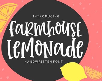 Farmhouse Lemonade Digital Font Download for Commercial Use, Handwritten Typeface Font Design Open Type True Type