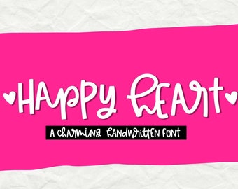 Happy Heart Handwritten Font, Cute Handwriting Font TTF OTF Digital Download, Installable Font, Planner Font for Goodnotes