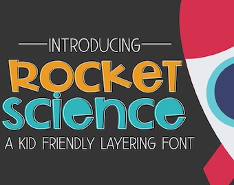 Digital Font Download, Rocket Science Layering Font, Kid Font, Boy Font, Cricut & Silhouette Crafter Font, TTF, OTF, Handwritten, Original