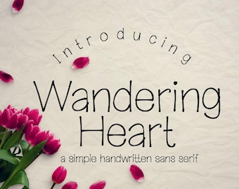 Handwritten Font Download- Digital Font-Commercial Use Font- My Wandering Heart- True Type Font, Open Type Font