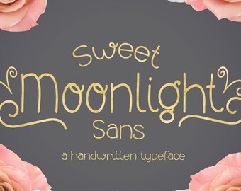 Digital Font Download- Handwritten Font for Commercial Use- Sweet Moonlight Sans Font- Open Type otf font for Mac/PC