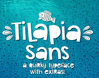 Tilapia Sans Handwritten Crafter Font with Doodles, Installable Open Type TTF & True Type TTF Digital Font Download, Cricut and Silhouette