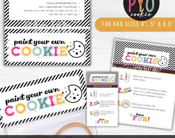 Paint Your Own Cookie Tag Topper | 5x4 Inch PYO Cookie Bag Folding Tag | Printable Digital Download PDF