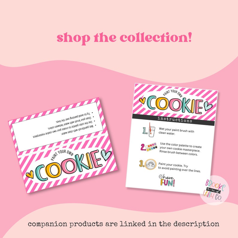 PYO Cookie Instructions Card Printable 4x5 Paint Your Own Cookie Directions image 3