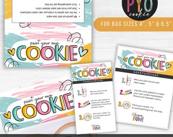 PYO Cookie Bag Topper & Instructions | 4 inch Bag Topper | 5 Inch Bag Topper | Paint Your Own Cookie Printable | Treats Bag Topper