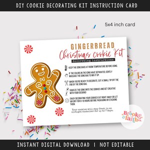 Instructiekaart koekjesset, handleiding peperkoek kerst DIY koekjesset, klaar om af te drukken pdf