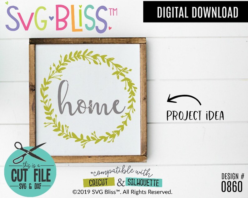 Download Home Wreath SVG DXF Cut File for Cricut or Silhouette Home ...