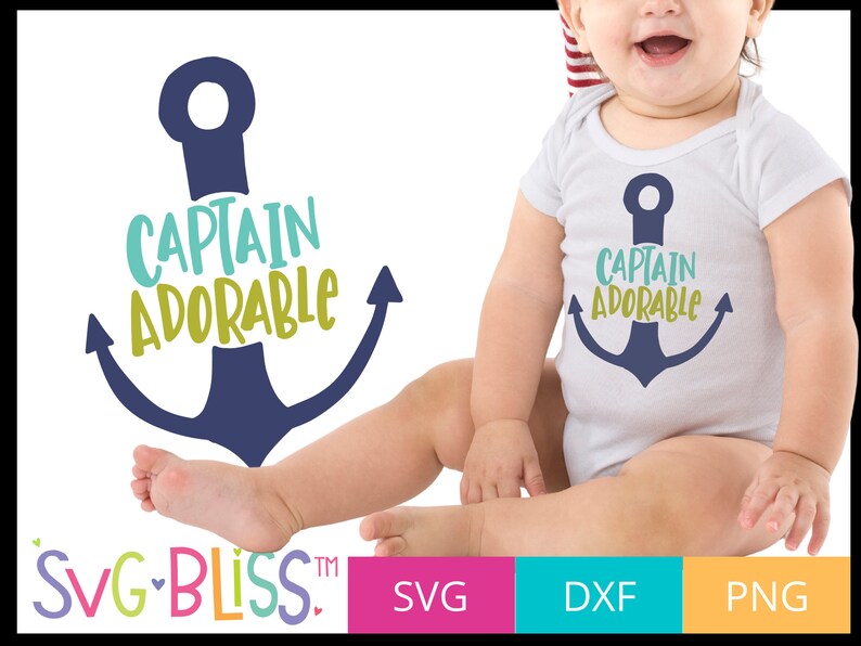 Captain Adorable SVG cut file displayed on infant white t-shirt.