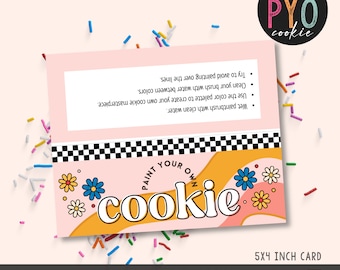 5x4 Inch PYO Cookie Bag Topper | PYO Cookie Package Label | Retro Floral Easter or Birthday Cookie Tag