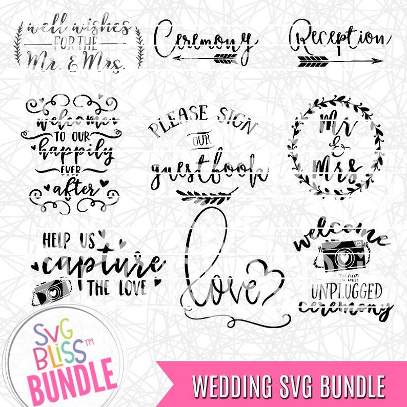 Download Wedding Svg Bundle Ceremony Reception Sign Our Guestbook Etsy
