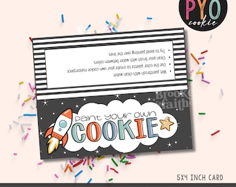 PYO Cookie Tag | Paint Your Own Cookie Bag Topper for 5inch Bags | PYO Cookie Package Labels Printable Digital Download