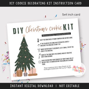DIY Weihnachtsplätzchen Kit Anleitungskarte, Dekorieren Sie Ihre eigenen Keksrichtungen, Urlaub Xmas Cookie Kit Druckbare PDF Digitaler Download
