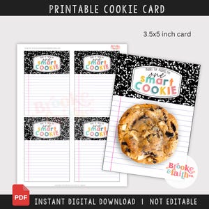 Kaartje met waardering voor leraar, bedankt dat je er een slim koekje van hebt gemaakt, bedankje voor leraar, afdrukbare pdf met koekjeskaart van 3,5 x 5 inch