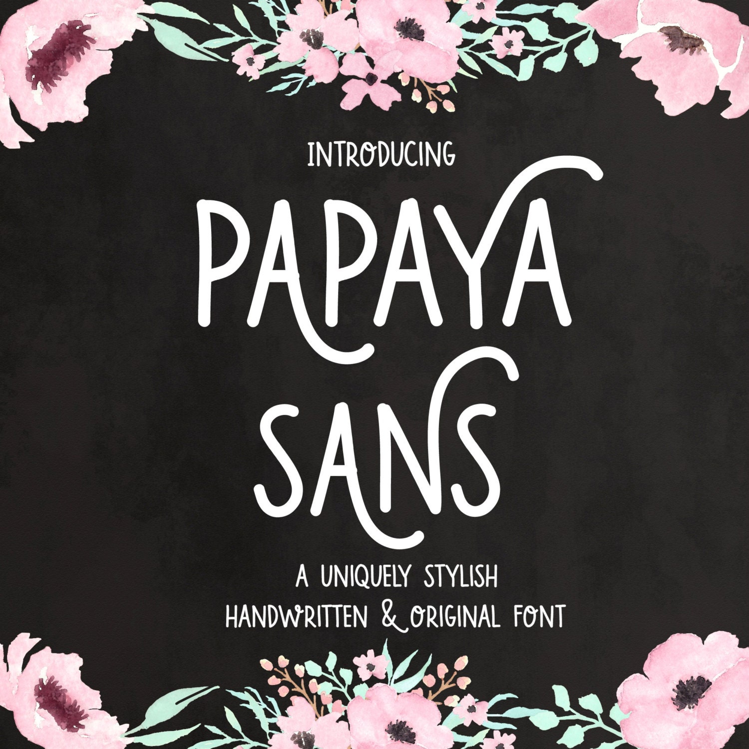 Digital Font Download Papaya Sans Handwritten Font Open Etsy