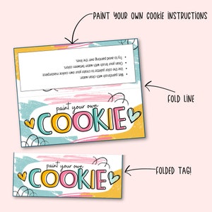 PYO cookie tag topper, printable fold tag for paint your own cookie