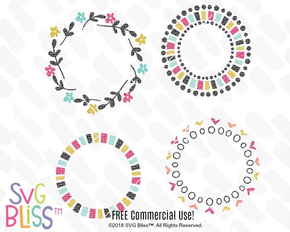 Download Monogram Frame Svg Bundle Wreath Floral Heart Cute Etsy