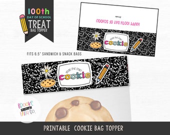 6.5 Inch Cookie Bag Folding Tag Topper  | One Smart Cookie | Printable Digital Download PDF