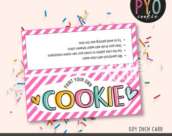 5 Inch PYO Cookie Bag Topper | Paint Your Own Cookie Packaging Printable | Valentine Pyo cookie tag | Birthday Pyo cookie tag