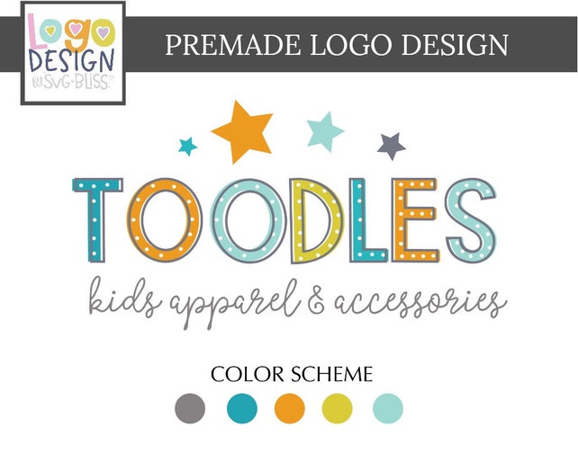 premade logo design branding stationery logo kids boutique logo watermark stationary