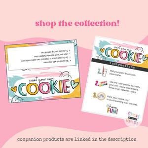 Paint Your Own Cookie Tag Topper 5x4 Inch PYO Cookie Bag Folding Tag Printable Digital Download PDF image 5