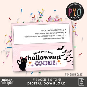 Halloween PYO Cookie Bag Topper, Fall Cookie Tag, Fold Over Cookie Packaging Printable PDF Ready to Print Digital Download