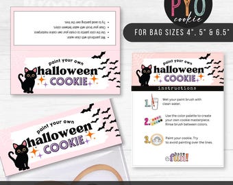 Halloween PYO Cookie Bag Topper  Instructions Bundle, Halloween Treat Bag Topper Printable, Paint Your Own Cookie Printable Digital Download