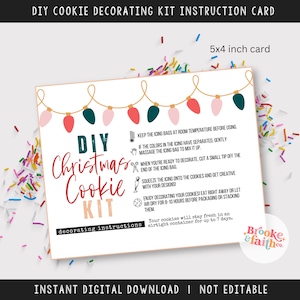 Weihnachtsplätzchen dekorieren Anleitung, DIY Cookie Kit Karte druckbare digitale Download, Weihnachtsplätzchen Anleitung PDF