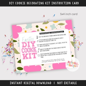 Easter Cookie Kit Instructions Card Printable, DIY Cookie Decorating Instructions, Cookie Packaging PDF Digital Download