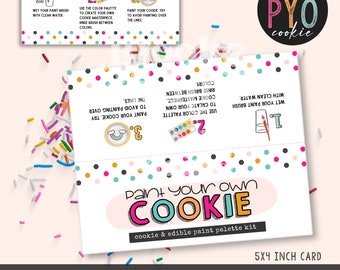 PYO Cookie Bag Topper | Colorful Cookie Packaging Printable| Paint Your Own Cookie | Easter Spring Summer Birthday