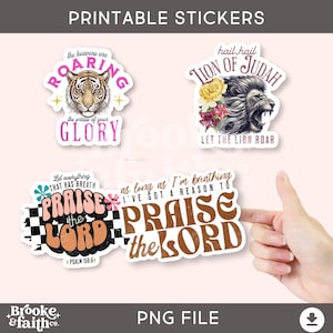 Christelijke png-stickers, afdrukbare stickers digitale download, lof de heer png-sticker