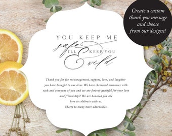 Printed Custom Wedding Thank You Place Setting | Custom Thank You Message | Thank You Card | Wedding Welcome Insert for Gift Bags