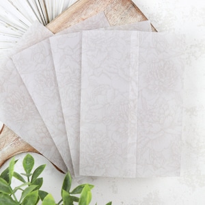 Peony Vellum Wrap | 5X7 Cream Floral Vellum Wrap for Wedding Invites | Printable Vellum Wrap | Garden wedding Invites | Floral Paper Pattern
