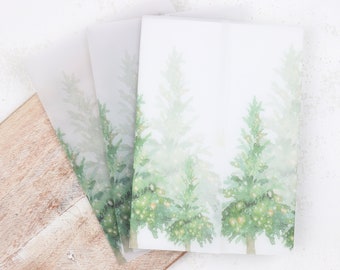 Christmas Tree Vellum Wraps for Holiday Cards | 5x7 Printed Wraps for Wedding Invites | Pine Tree Vellum Wraps for Invitations