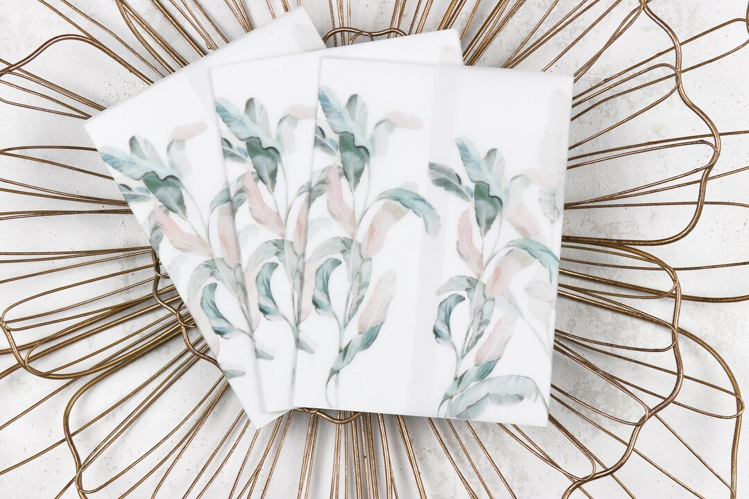 Tropical Leaves Vellum DIY Vellum Wrap 5X7 Coastal Vellum Wrap for