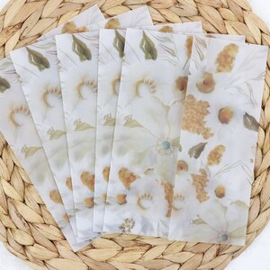 White Floral Vellum Jackets | Digital Romantic Vellum Wraps for Wedding Invitations | Printable Fall Floral 5x7 Printed Vellum for Invites