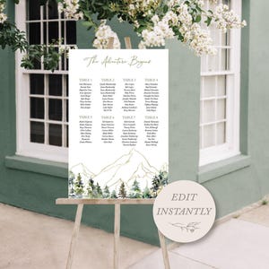 Sitzplan in den Bergen | Hochzeit Sitzplan 60x90 cm | Druckvorlage