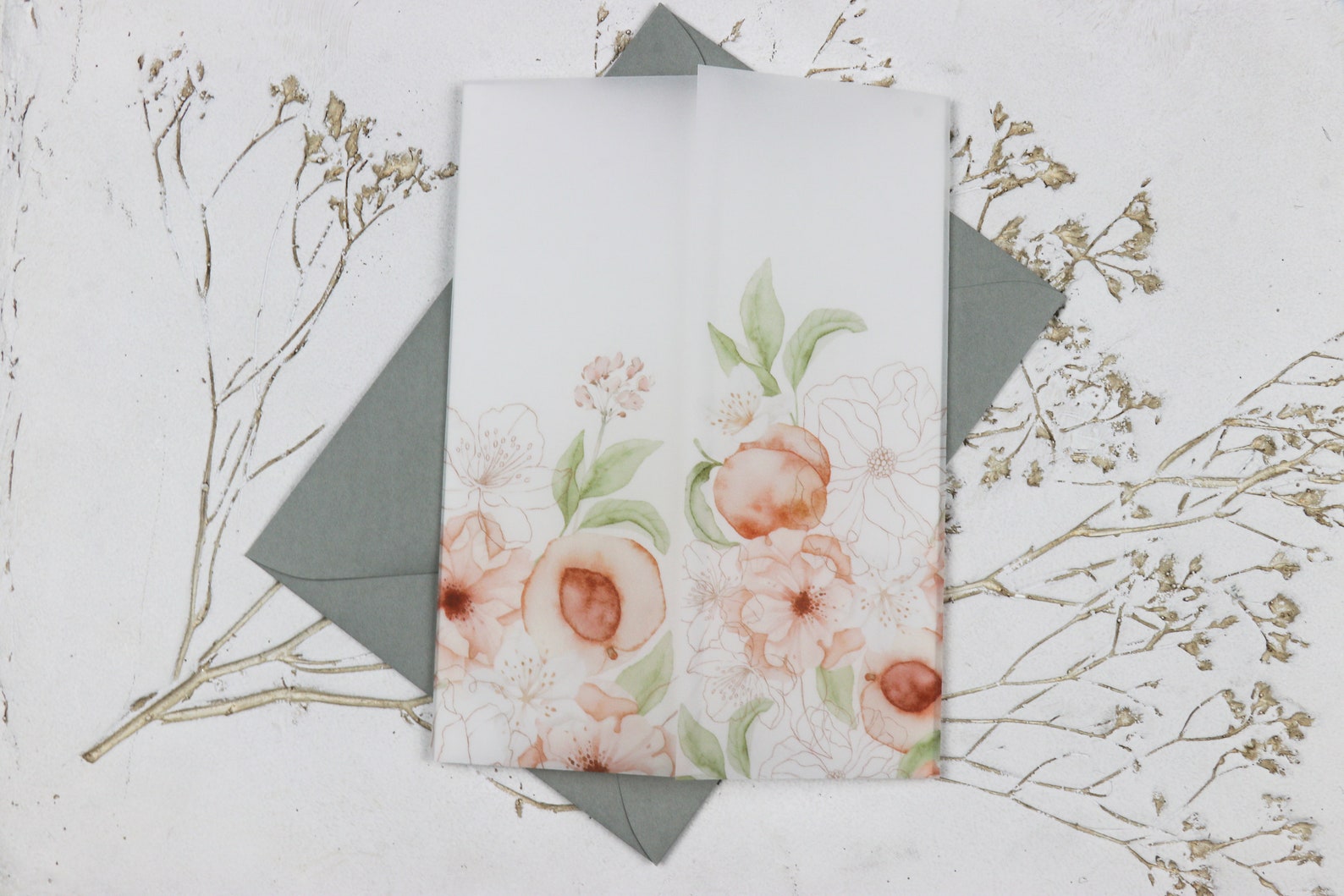 Peach Vellum DIY Vellum Wrap 5X7 Floral Vellum Wrap for Etsy