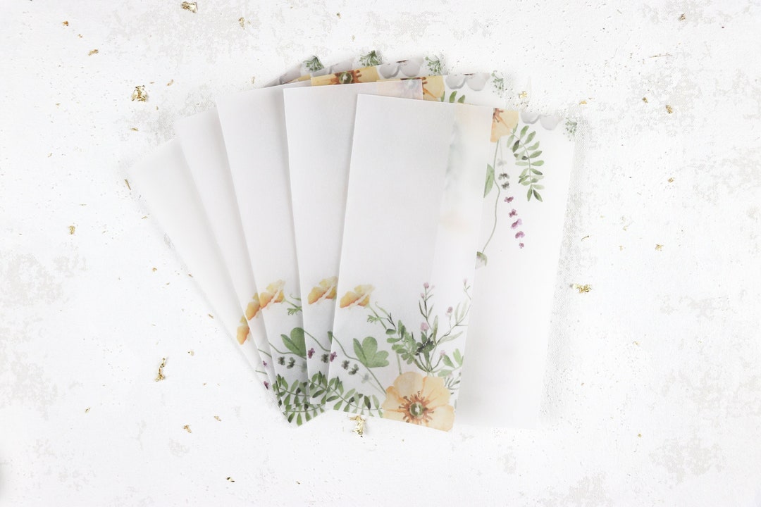 Yellow Garden Wedding Vellum Wraps 5x7 Flower Printed Vellum Etsy