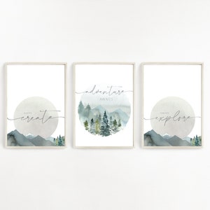 Larger Adventure Awaits Set | Nursery Wall Art | Digital Download Nursery Art | Play Room Art | Adventure Wall Art | Kids Wall Art
