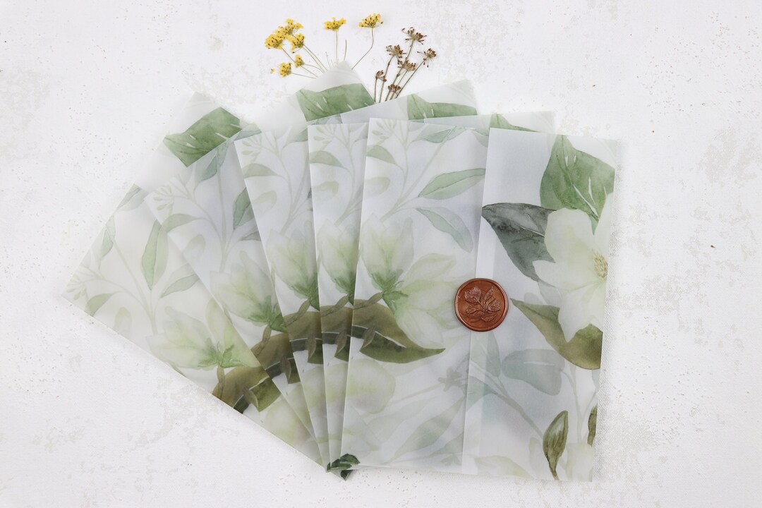 Floral Vellum Jacket Vellum Wrap 5x7 Magnolia Printed Etsy UK