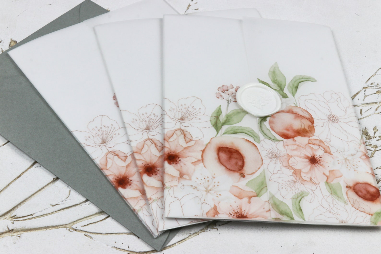 Peach Vellum DIY Vellum Wrap 5X7 Floral Vellum Wrap for Etsy