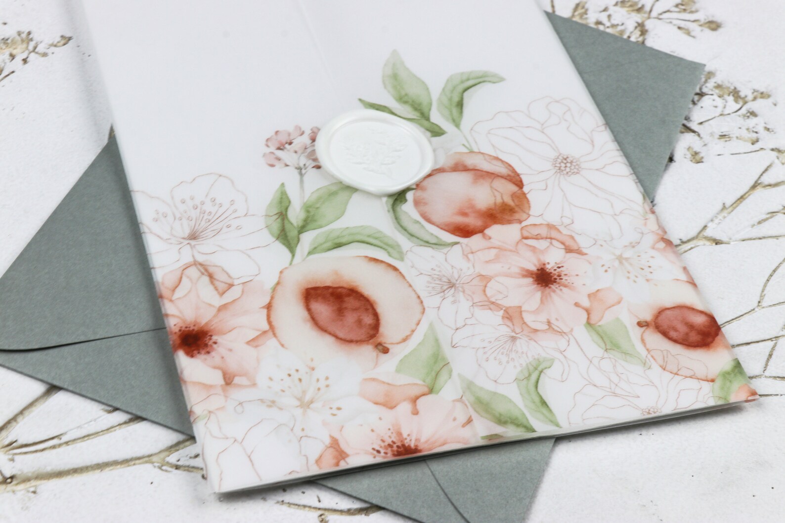 Peach Vellum DIY Vellum Wrap 5X7 Floral Vellum Wrap for Etsy