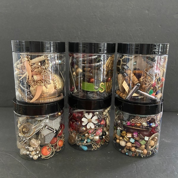 Jewelry jar mixed lot -all wearable -vintage to now -open your own fun jar