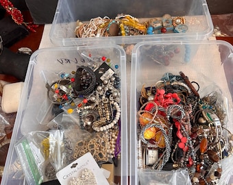 Mystery 3 pound costume jewelry grab bag lot vintage to now.  All wearable pieces